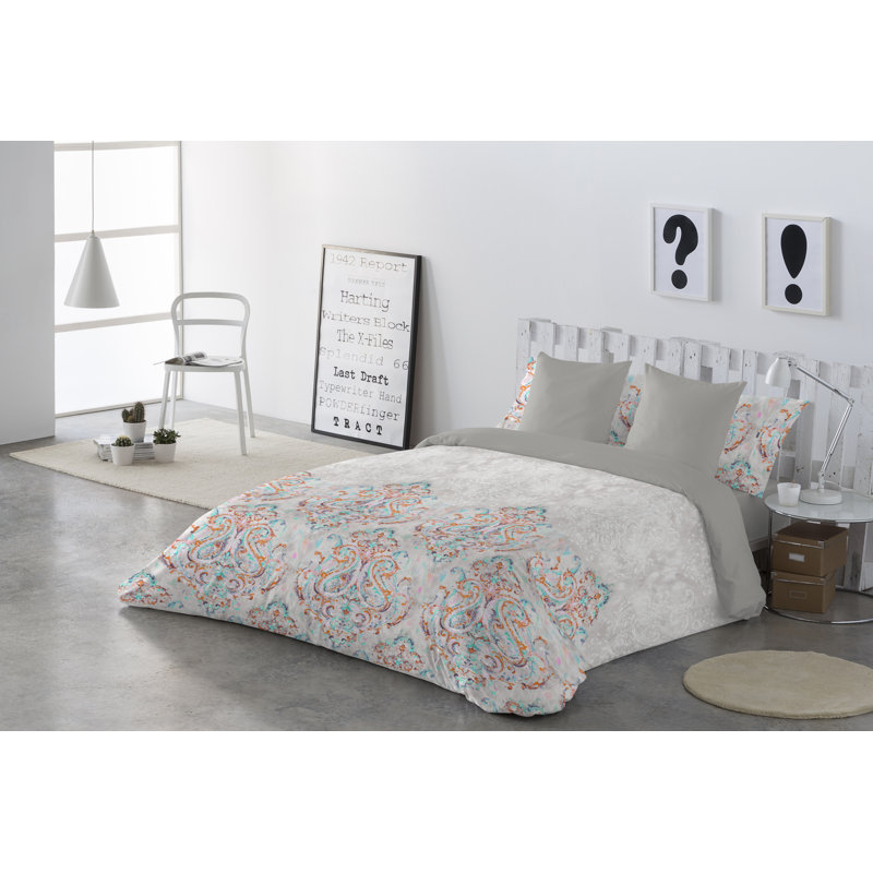 Izamal Damask Duvet Cover, Beige, King Duvet Cover