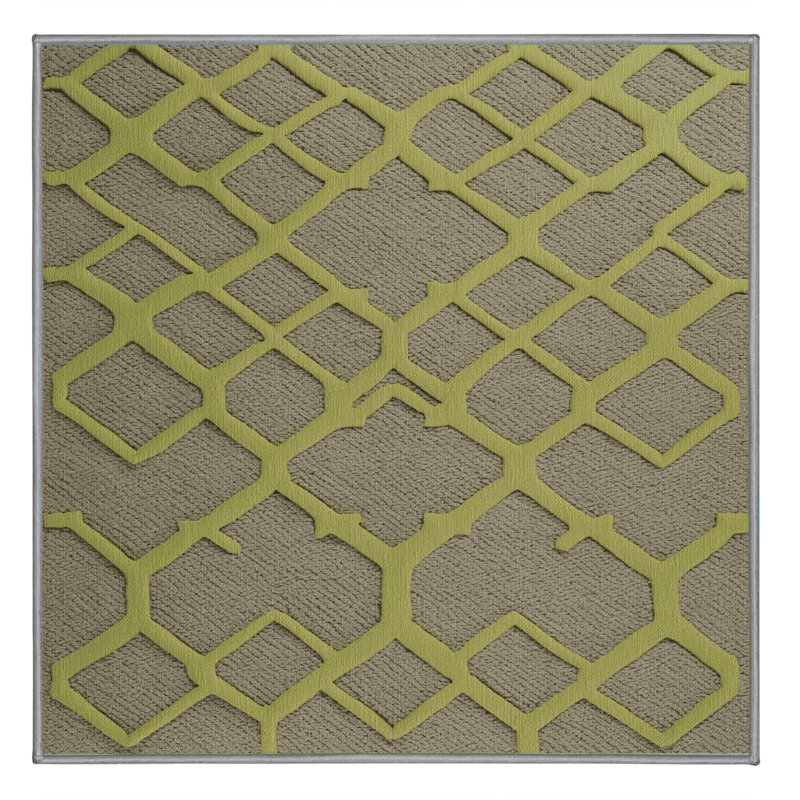 Machine Washable Trellis Brown Area Rug, Square 4'