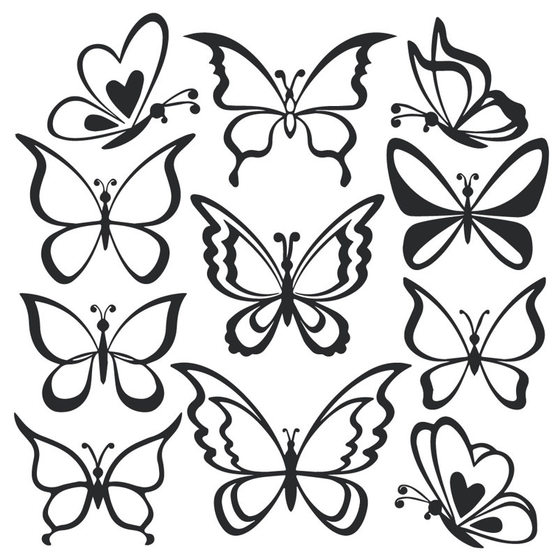 Adhésif décoratif papillon, Noir, H 55 po x l 58 po x P 0,01 po