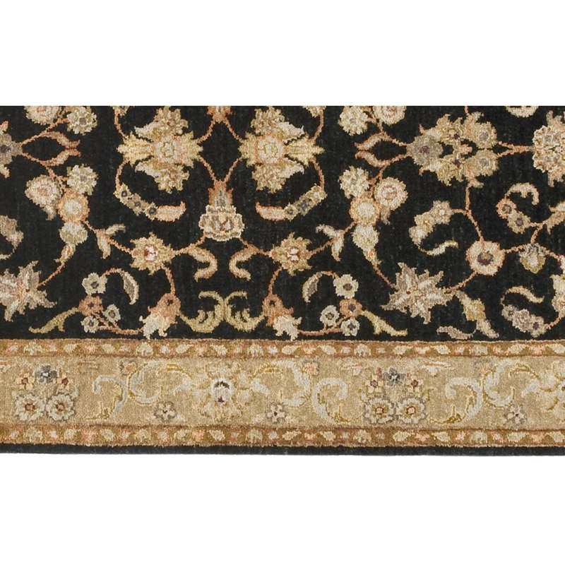 Hand Knotted Oriental Area Rug in Black/Beige, Runner 3' x 22'