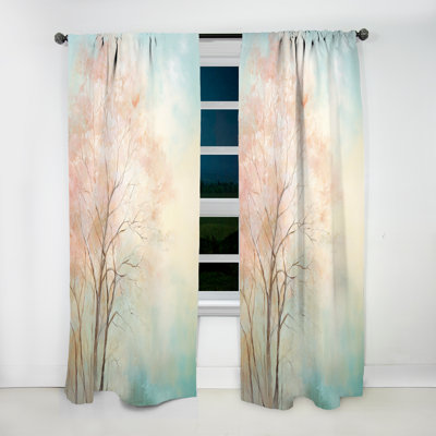 Impression romantique bleu sarcelle Agostino - rideaux arbres - obscurcissant la pièce en velours - 1 panneau