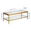 Table basse à plateau en verre de 45 po de large avec tablette inférieure ouverte - Centre de table en laiton moderne en métal | Cleo-214690365-221877383