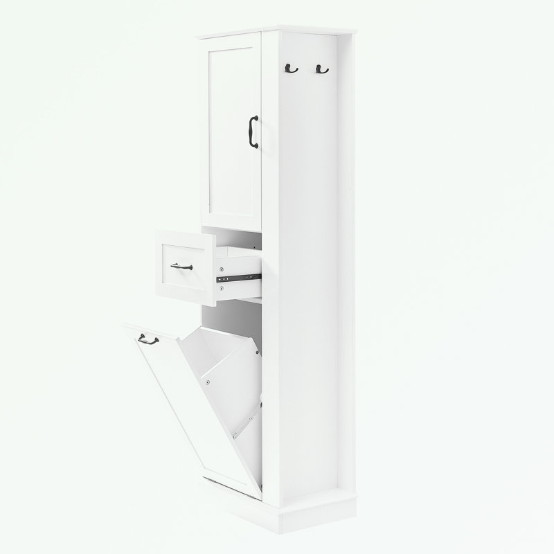 Storage Cabinet with Tilt-Out Compartment and Adjustable Shelves, White