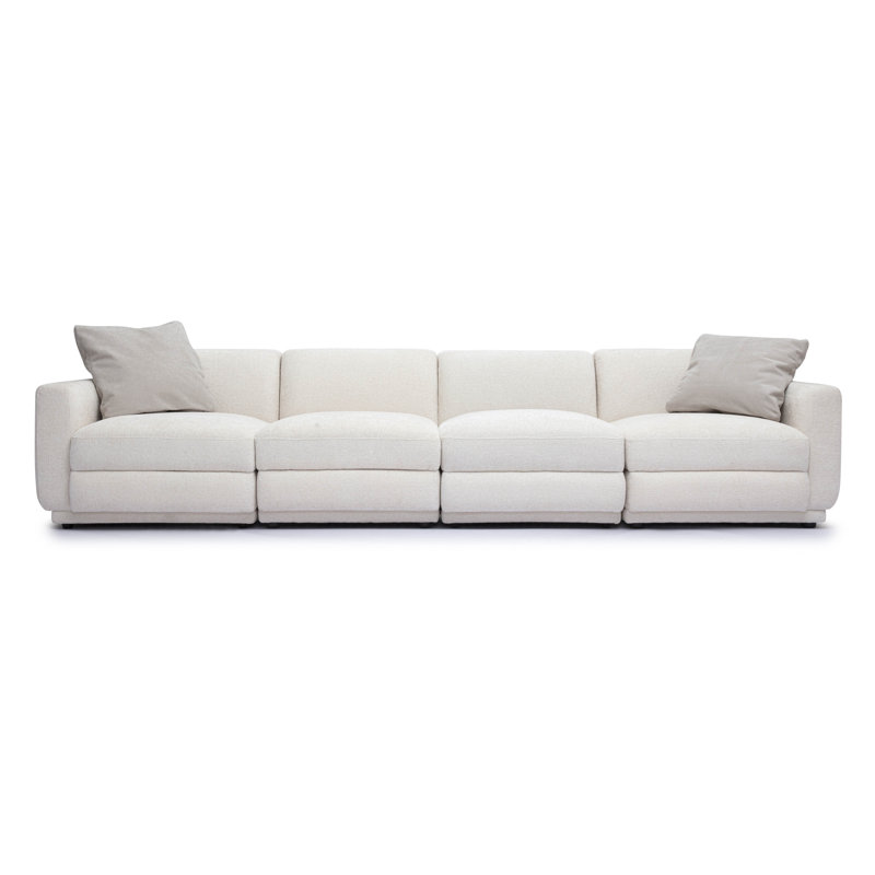 Frome Cream Chenille Modular Long Sofa, 31.9" H x 123.6" W x 35.3" D, 4