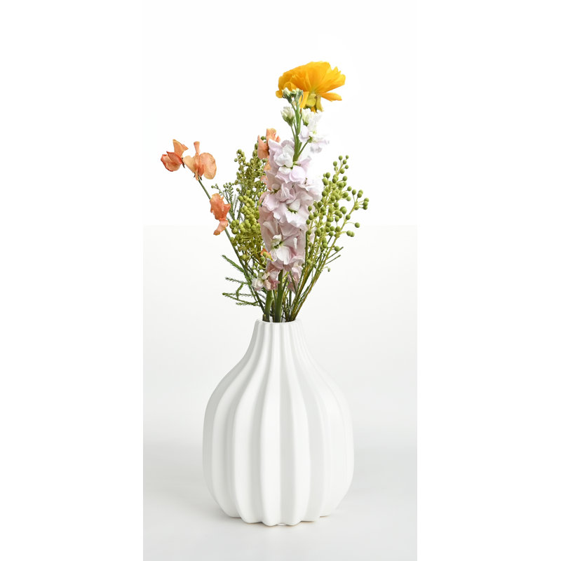 Burrosa Porcelain Table Vase, White