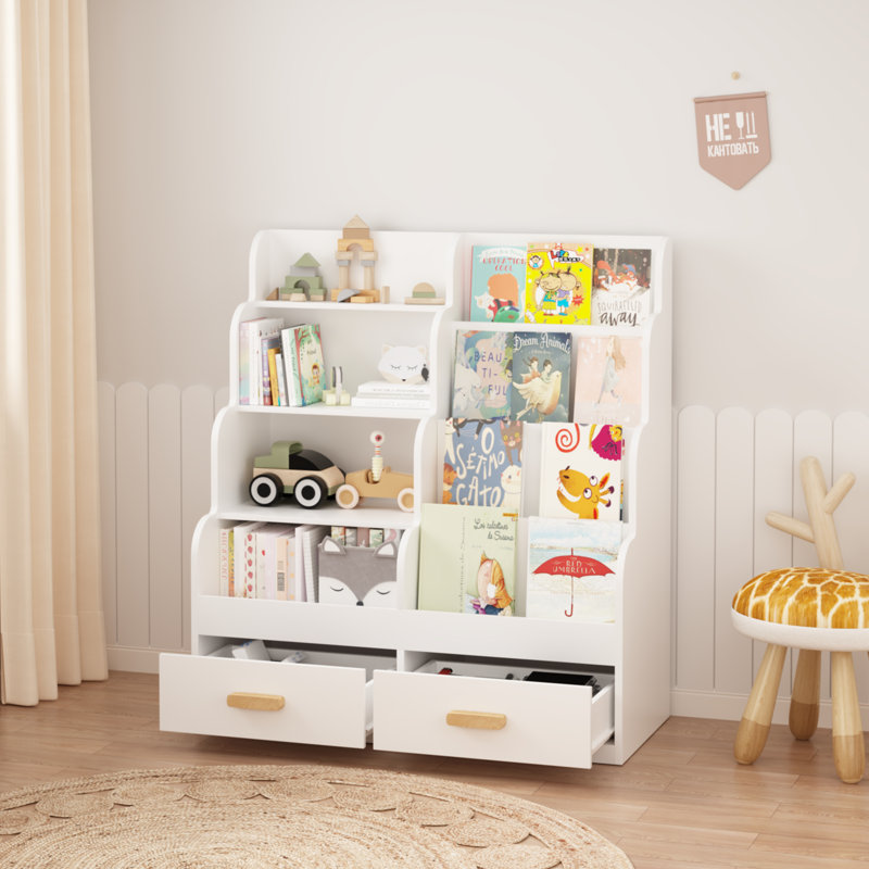 Bibliothèque pour enfants avec 2 tiroirs de rangement