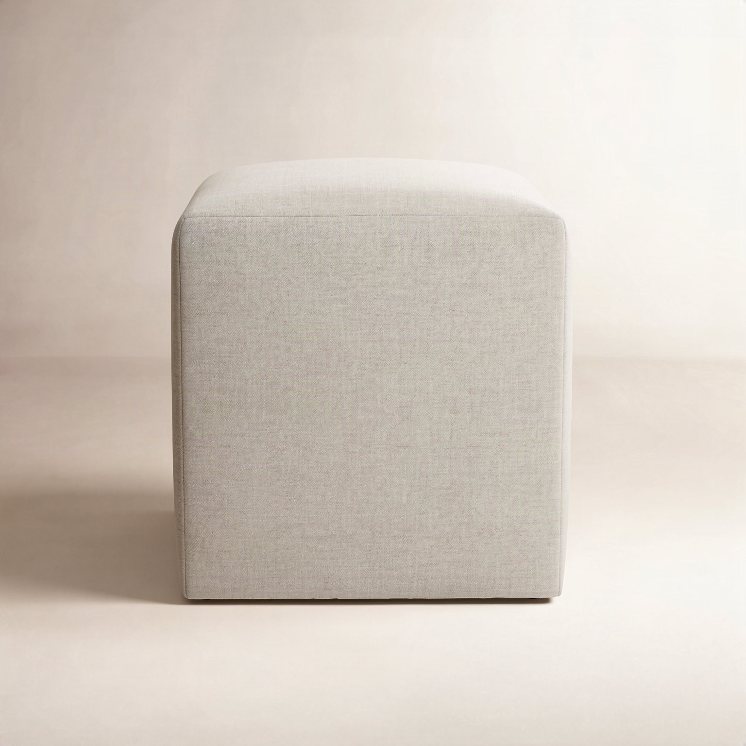 18" Square Ottoman, Ecru Basketweave