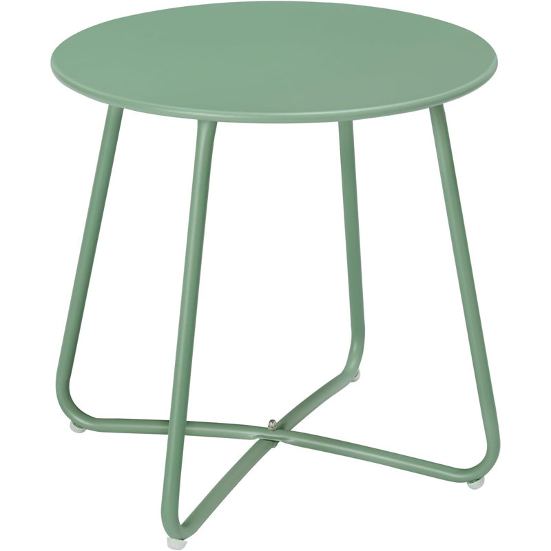 Paiten Round Metal Outdoor Side Table , 48cm cm W 45cm cm D, Green