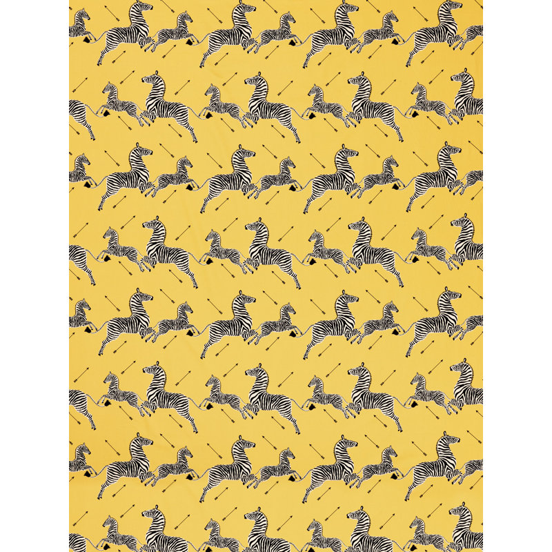 Zebras Petite 100% Cotton Fabric, Yellow