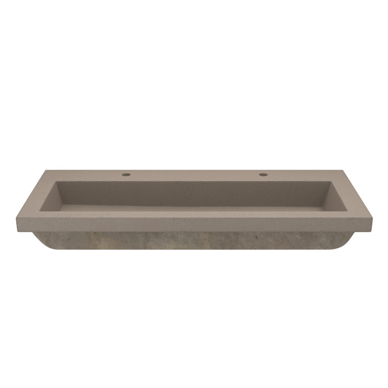 Lavabo de salle de bain en béton rectangulaire encastré sur le comptoir de 48 po fabriqué à la main NativeStone, Terre