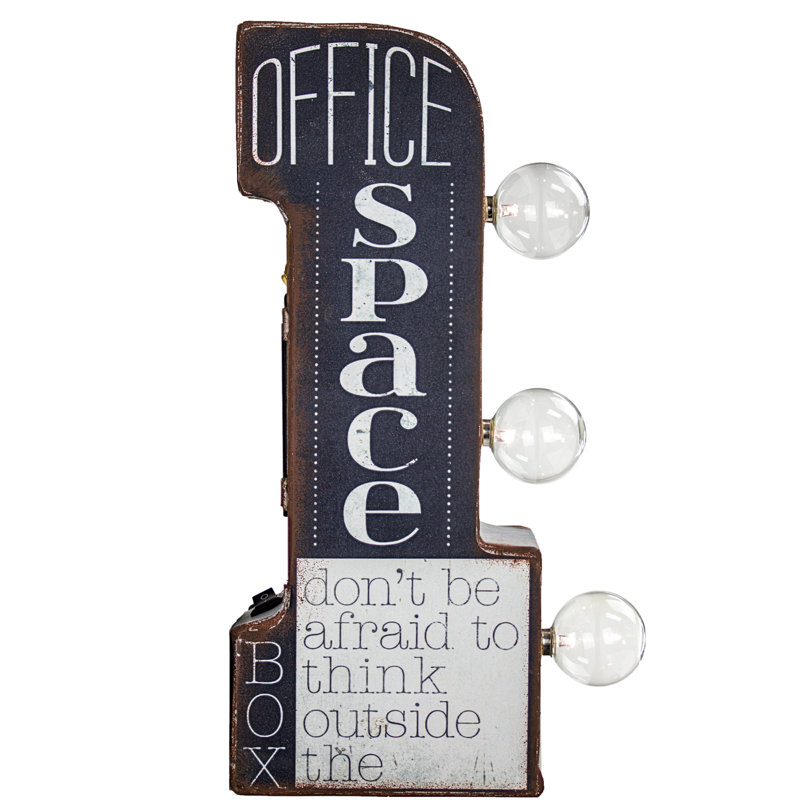 Trinx Office Space Vintage Mini LED Marquee Sign - 12" x 5.25"
