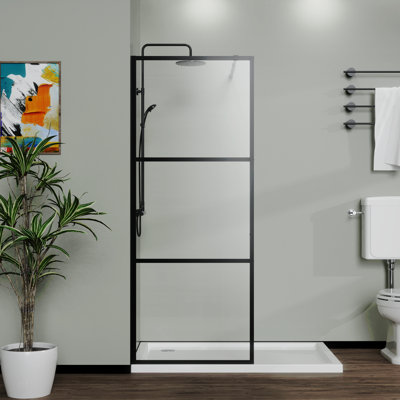 Pièce pour porte à moustiquaire avec porte de douche de 34 po Goodyo, noir, style 3 panneaux