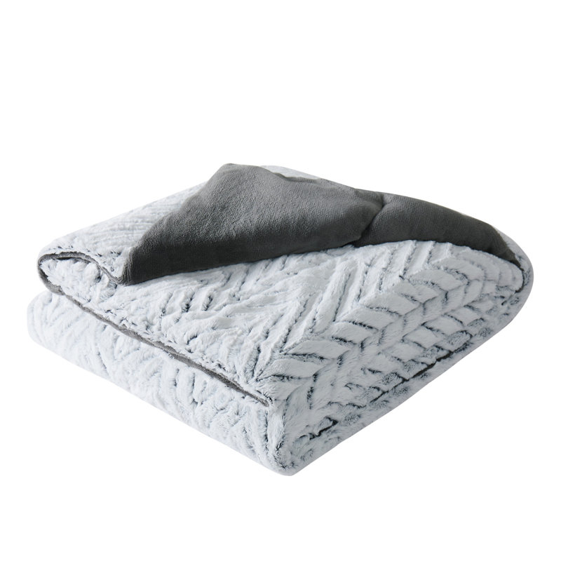 Christian Siriano Grey Chevron Gift Boxed Throw