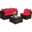 Ensemble de conversation modulaire en rotin avec coussins 4 pièces Patio-566209144