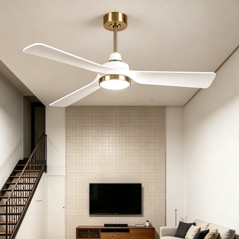  Ceiling Fans with Lights 52 Inch, Quiet 3CCT Modern LED Ceiling Fans with Remote for Bedroom, Living Room, Kitchen, 6 Speeds, Reversible DC Motor, Timer, Memory, White Gold