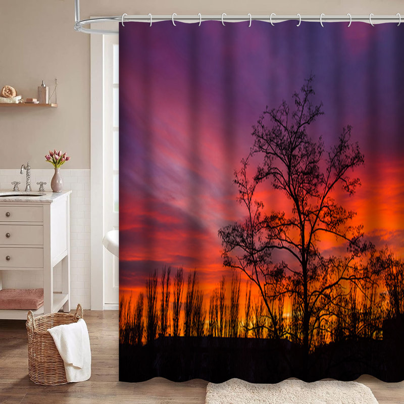 Sunset Red Purple Sky Beautiful Clouds Shower Curtain with 12 Hooks, L 72 po x l 78 po