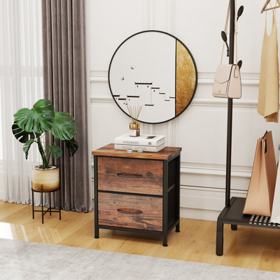 Table de chevet, petite commode avec 2 tiroirs en tissu, table de bout, table de bout, mobilier de chevet pour les enfants, table de chevet de 25 po