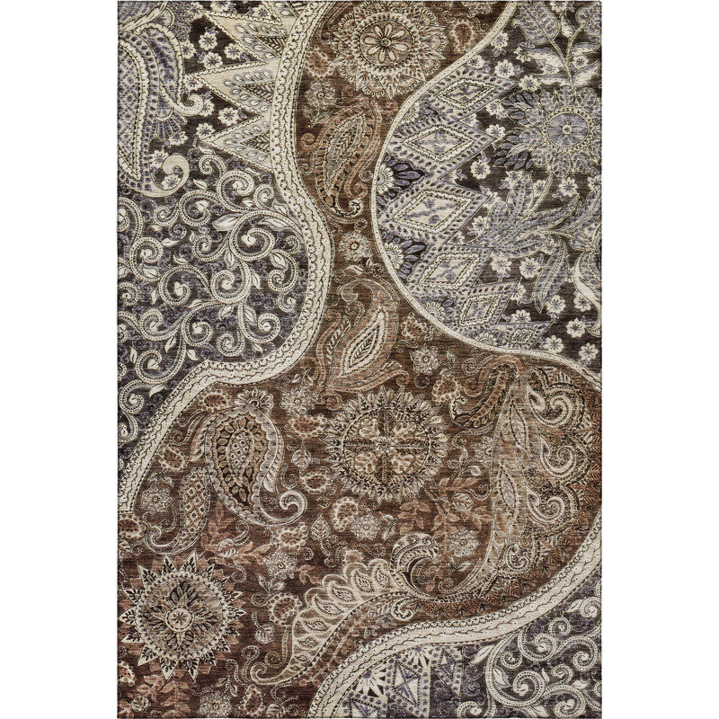 Premium Machine Washable Jamestown AMF1078 Swirl Rug, Rectangle 3' x 5'