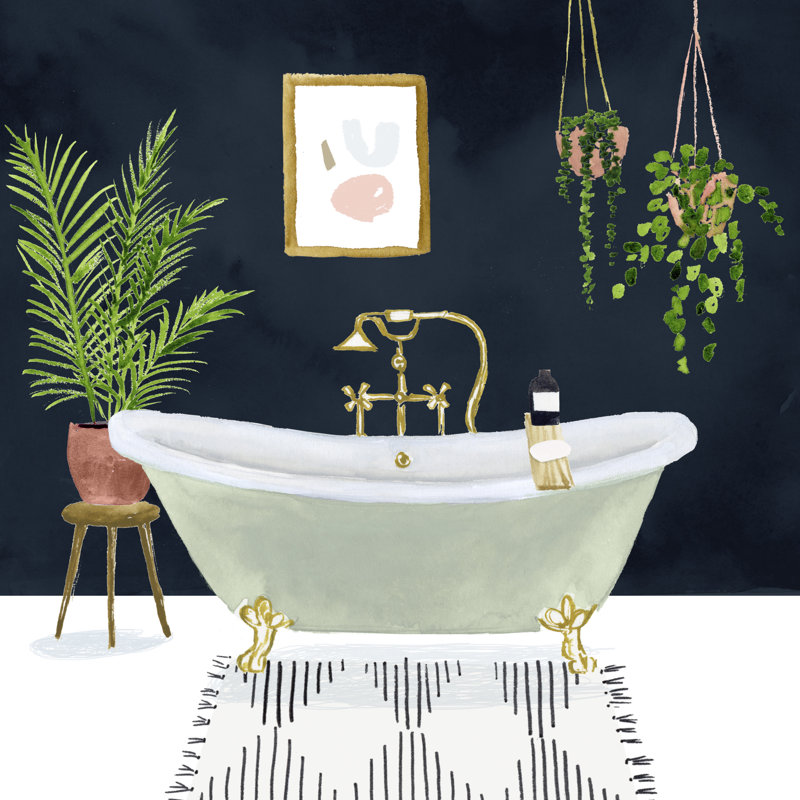 " Boho Bath I " by Victoria Borges, 12" H x 12" W  , No, Wrapped Canvas