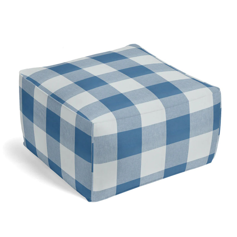 Upholstered Pouf, Steel Blue 100% Cotton