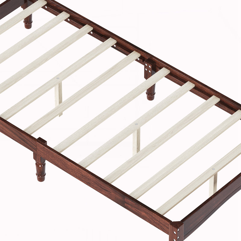 Lit plateforme simple en bois avec tête de lit en forme de gourde, Lit simple, Noyer