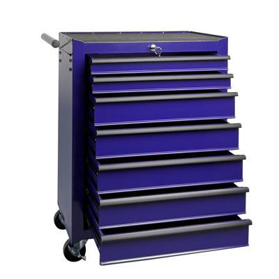 Rolling Metal Tool Chest with 7 Drawers, 20" 7-Drawer Tool Chest Cabinet with Ball Bearing Drawer Slides, Steel Tool Storage Box Organizer -PURPLE