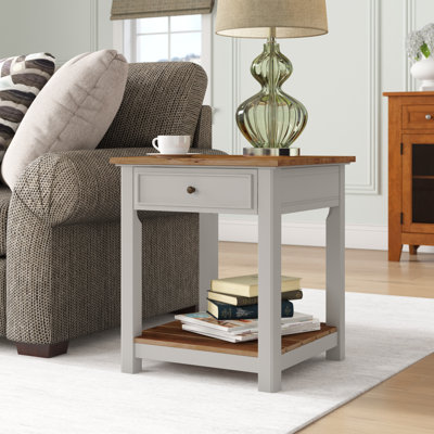 Athulya 21" Wide Cottage Beach House Design Square End Table with 1 Drawer and 1 Open Shelf by Wade Logan