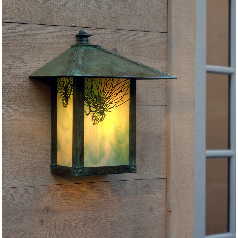 McLoud Wall Light, Pine needle, Verdigris Patina, Gold White Iridescent