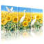 Ensemble de 3 tableaux sur toile représentant un champ de tournesols avec des hérons blancs-2136081212
