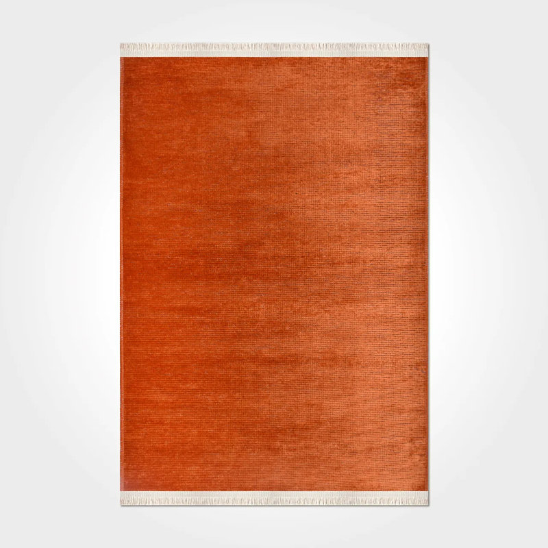 Tapis en polyester orange antidérapant Javin facile à nettoyer, 4 pi x 4 pi