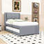 Lit plateforme simple tapissier avec lit gigogne simple et tête de lit-130025223