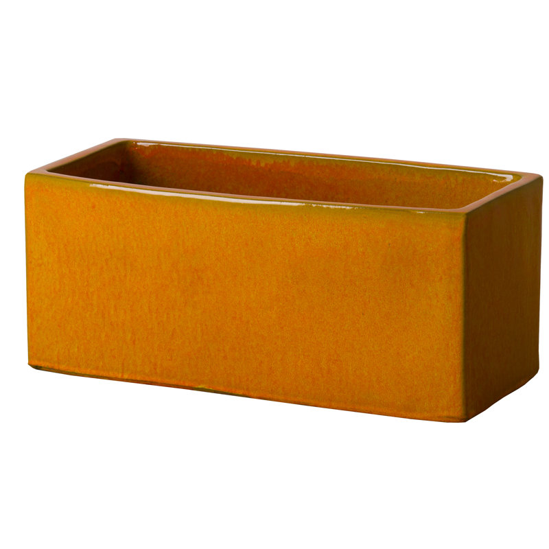 Pot à fleurs en argile, Orange brûlé, H 8 po x l 20 po x P 8 po