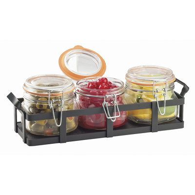 Black Rustic Jar Condiment Display with Jars