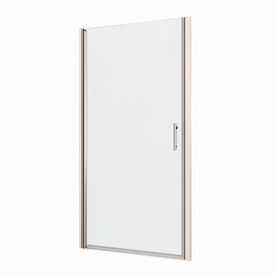 Porte de douche en verre trempé 1/4 "avec pivot universel - 1 3/8" réglable, finition polie, poignée en acier inoxydable # 304, rainure murale, installation facile, tests d'ouverture et de fermeture 36 000, fuites, système lisse,