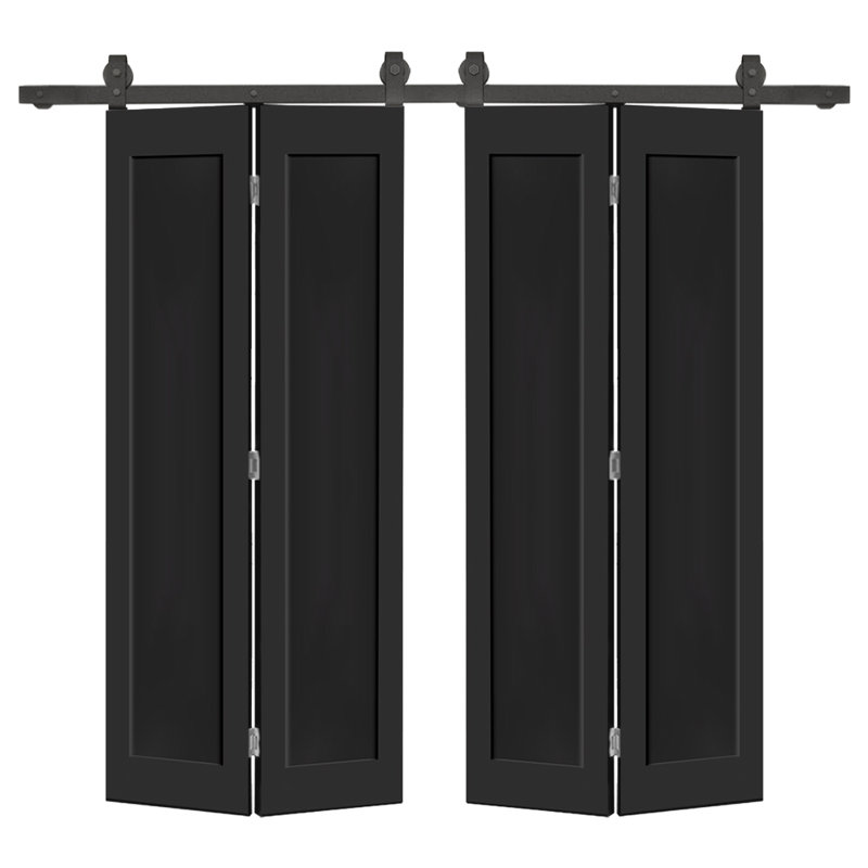 Ensemble de quincaillerie pour porte de grange 1 panneau, 52 po x 80 po, Noir