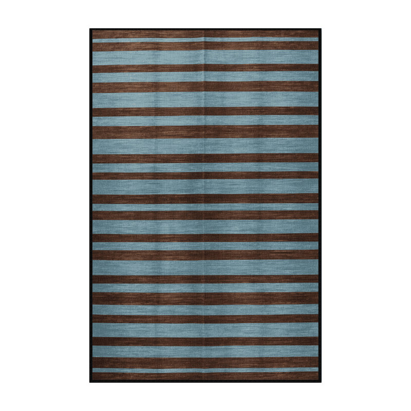 Tapis noir à rayures horizontales lavable à la machine, Tapis de couloir 2 pi x 4 pi
