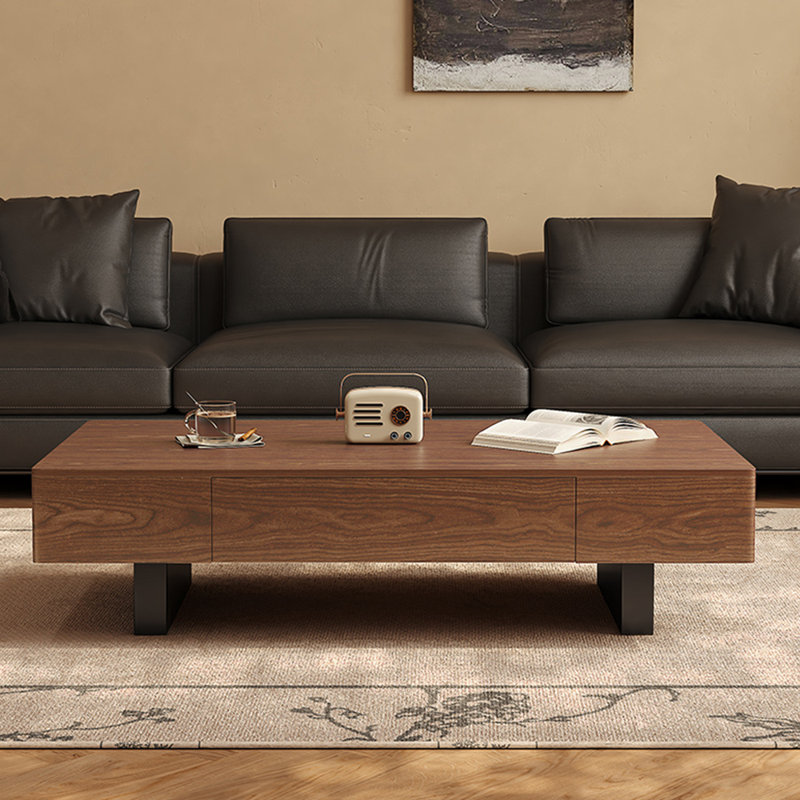Simple rectangular coffee table., 13.8" H x 59" L x 31.5" W, Dark Brown