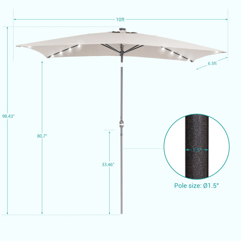 Parasol de marché rectangulaire 120 po x 84 po Dorathea, Sable