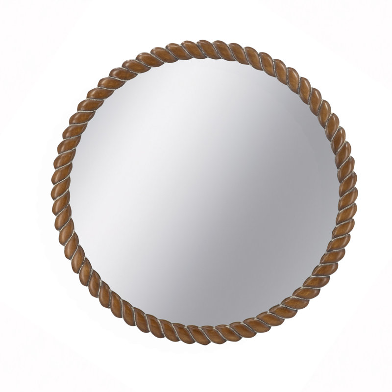 Miroir mural rond 28,3 x 28,3 po avec cadre en bois de pin