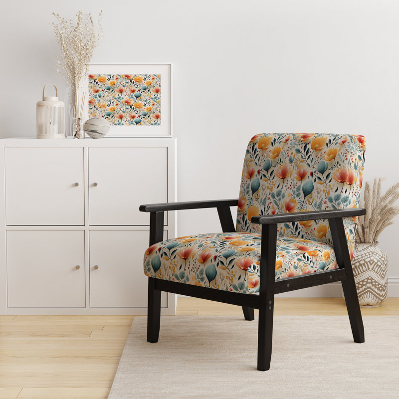 Chaise d'appoint rembourrée bohème et éclectique Botanical
