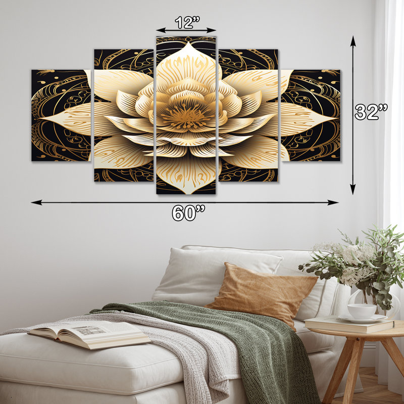 Teagin - lotus 5 pièces d'art mural