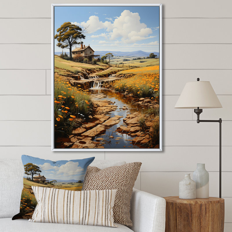 «Countryside the Homestead This II», reproduction sur toile flottante, H 32 po x l 16 po, Cadre blanc