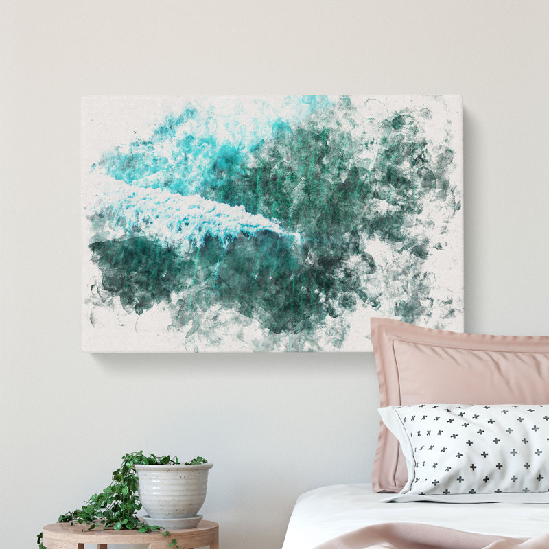 Surfers In The Ocean - Wrapped Canvas Print, 35cm H x 50cm W x 3cm D