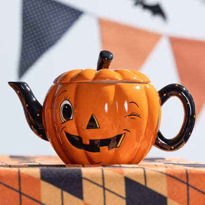 Dolomite Vintage Pumpkin Tea Pot for Halloween - Charming Orange Tabletop Decor for Indoor Use - Perfect Gift for Hostess and Decoration Enthusiasts - Ideal for Tea Lovers and Fall Celebrations