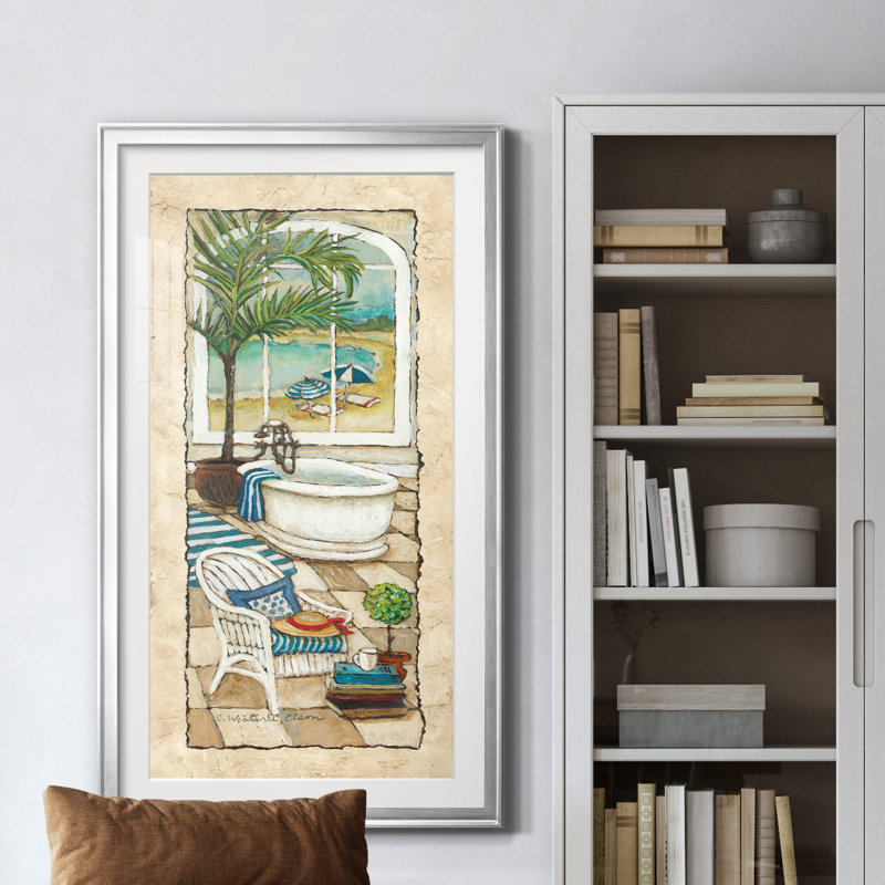 Jour au paradis I - peinture encadrée, H 14,5 po x l 26,5 po x P 1,5 po, Argent