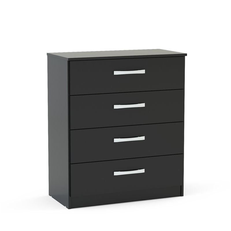 Marquitta 4 Drawer 76.6Cm W Double Dresser, Black