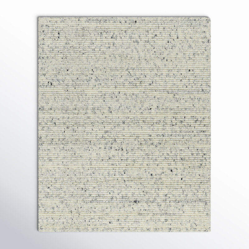 Morell Solid Color Hand Loomed Wool Area Rug in Ash/Sterling Gray/Metallic Silver, Rectangle 8' x 10'