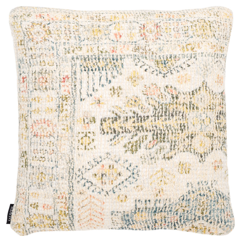 Elysa 18" Square Gold and Multicolor Cotton Polyester Pillow