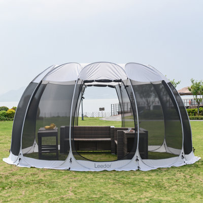 Tente moustiquaire d'extérieur avec 8 panneaux et pare-soleil combinés, 12 x 12 pi - Tente de maison spacieuse pour 6 à 10 personnes, abri de dôme extérieur avec pare-soleil, idéal pour le camping, la cour, le patio, le jardin ou la terrasse, compre