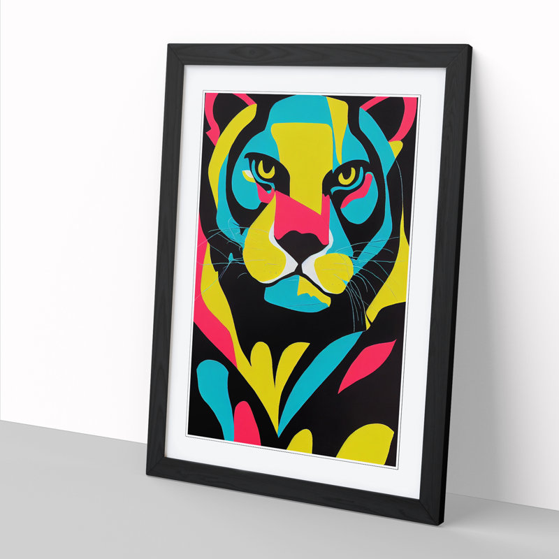 Panther Pop Art Vol.1 - Single Picture Frame Painting, Black, 46cm H x 34cm W x 2cm D